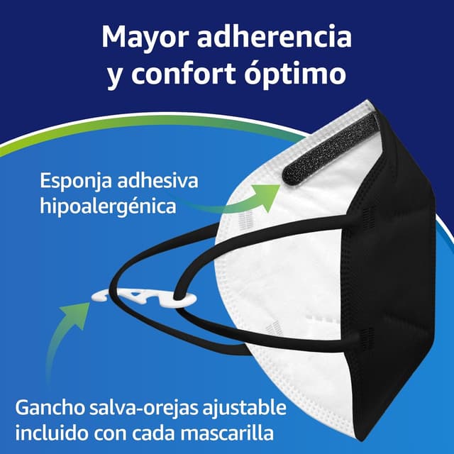 Detalle de ADESTE 50 Mascarillas FFP2 NR D negras 😷