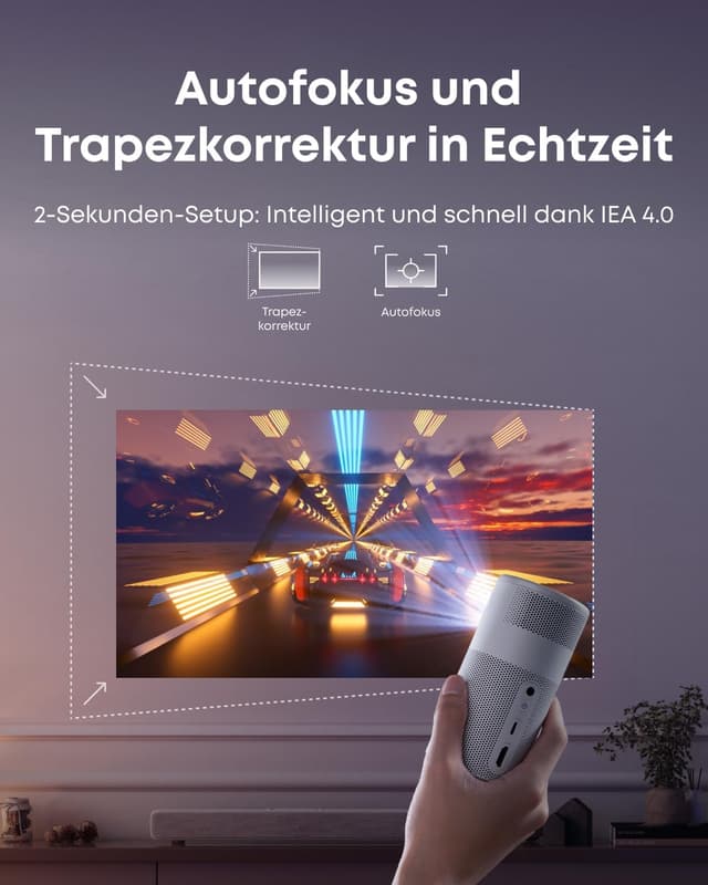 Detalle de NEBULA Capsule Air Projektor mit Google TV (Netflix offiziell lizenziert) – ultrakompakter 720p Mini-Beamer mit WLAN & Bluetooth