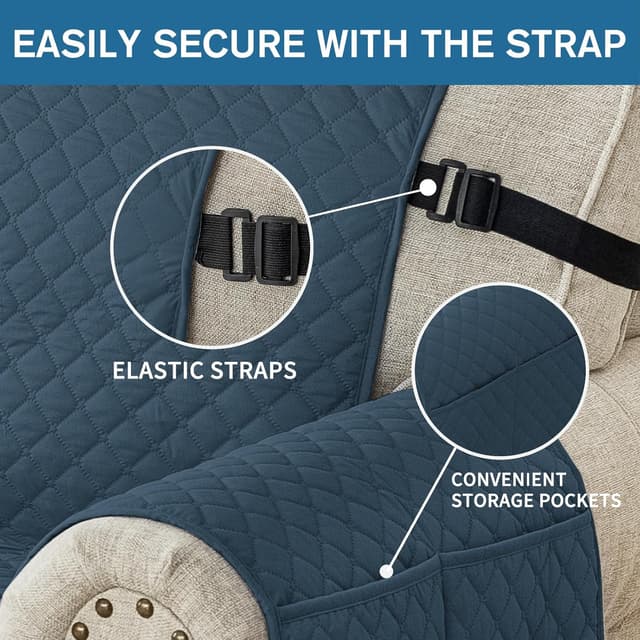 Detalle 2 de Ystyle copridivano trapuntato natalizio 4 posti con braccioli, estivo impermeabile antigraffio antispiosco, blu Berlino