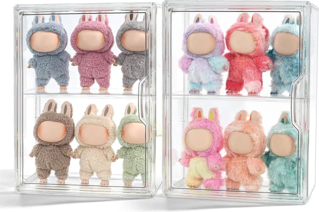 Detalle de 3-Tier Clear Acrylic Display Case (14" x 10.5" x 5.5") for Labubu Figures and POP MART collectibles