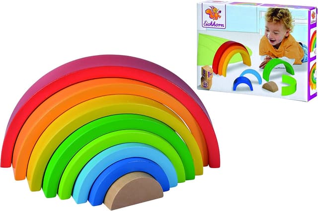 Detalle de Eichhorn Regenbogen Sortier- und Stapelspielzeug 8-teilig