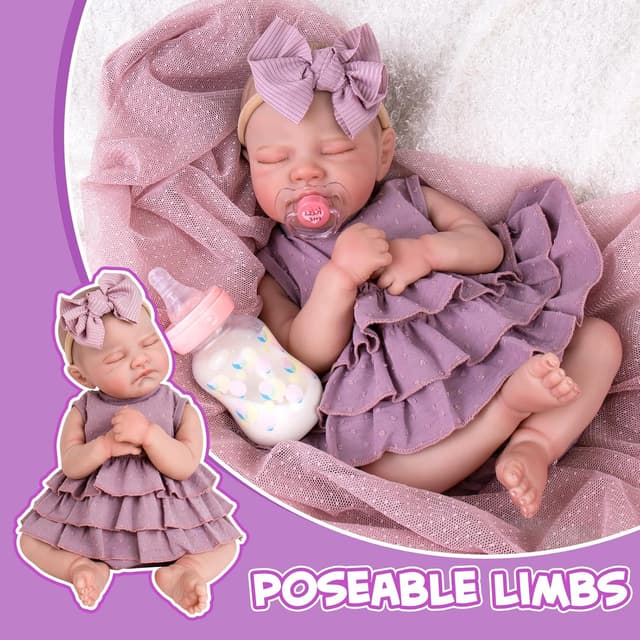 Detalle 2 de Aori Lifelike Reborn Baby Girl Dolls 20-Inch Realistic Reborn Doll Gift Set