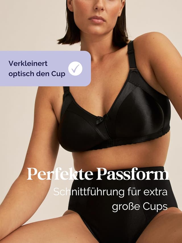 Detalle de Naturana® Minimizer BH ohne Bügel (Cup B–G) – optisch kleinere Cupgröße & bequeme, breite Träger