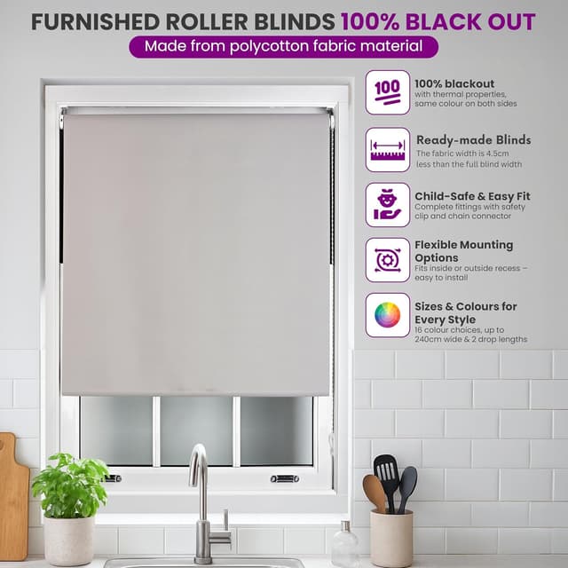 Detalle 2 de FURNISHED blackout roller blind 90W x 210H cm