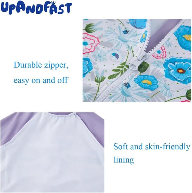 Detalle 2 de upandfast Zipper Baby Zipper Swimwear with Snap Bottom and UPF 50+ Sun Protection (with hat)