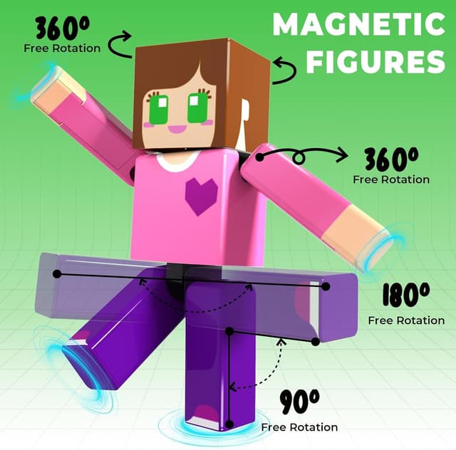 Detalle de 164 Pezzi Blocchi Magnetici Set Avventura nella Foresta Magica con figure e lanterna di zucca