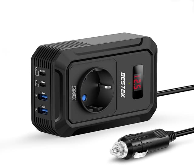 Imagen de BESTEK 200W Inverter 12V onda pura per camper/barca 🔌 en OfertitasTOP