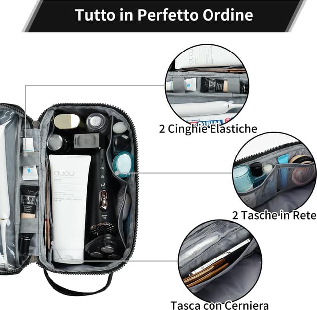 Detalle 2 de ECOHUB Borsa da toilette da viaggio con separazione asciutto/bagnato (brevetto pendente) ECOHUB, nero