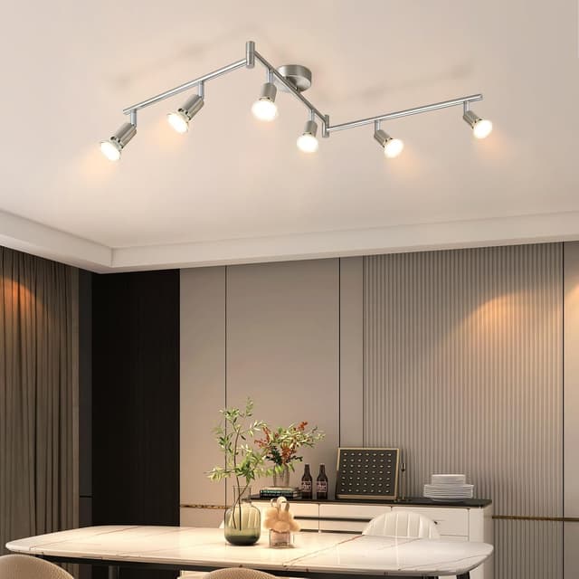 Detalle 2 de Glitzerlife LED-Deckenstrahler 6-flammig für Wohnzimmer & Schlafzimmer – schwenkbar (GU10, ohne Leuchtmittel)