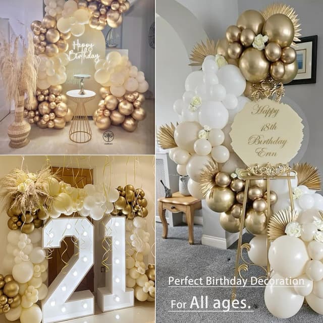 Thumbnail 6 de Geburtstagsdeko Gold Beige Weiß Set