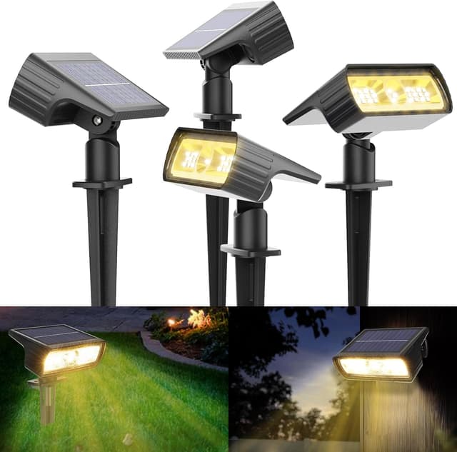 Detalle de Moxled Solar Garden Spot Lights 4 Pack (3000K Warm White, IP65) with 2 Brightness Modes