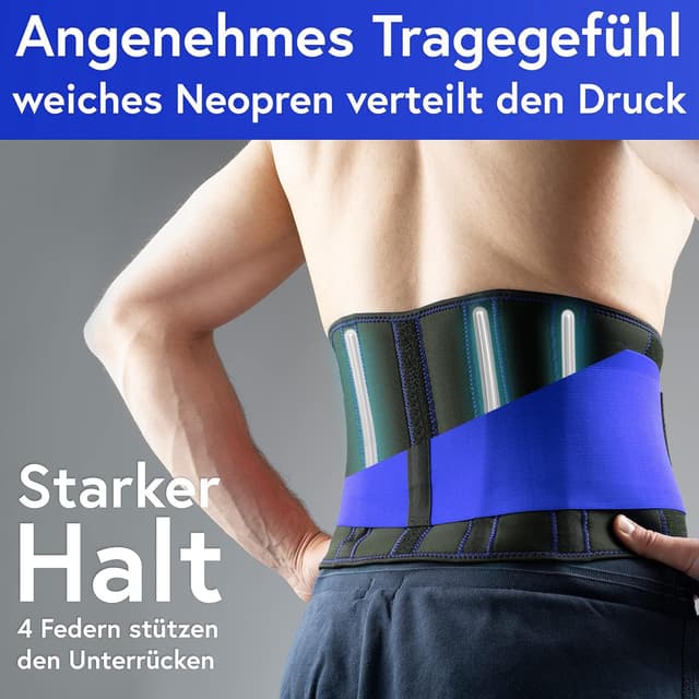 Detalle de VIGO SPORTS Rückenbandage mit waschmaschinenfestem Lendenwirbelstütz-Gürtel (Anti-Schweiß) für Herren & Damen