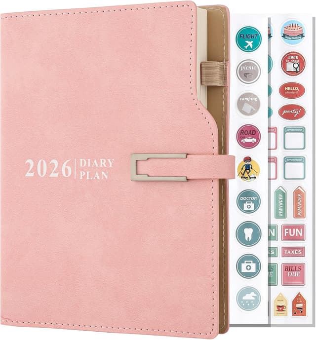 Detalle de agenda académica 2026 A5 día por página