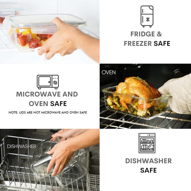 Thumbnail 4 de 8 Cups 63 Oz Glass Food Storage Containers