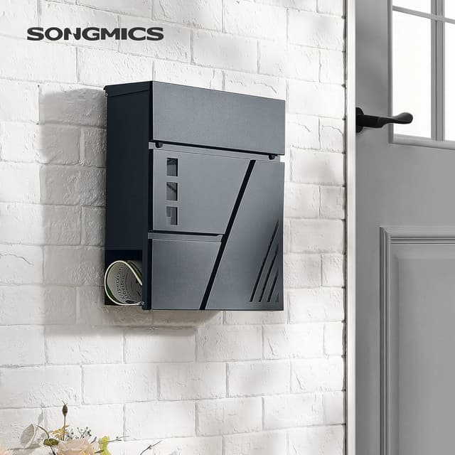 Detalle 2 de SONGMICS Wandbriefkasten GMB053G02 Anthrazit