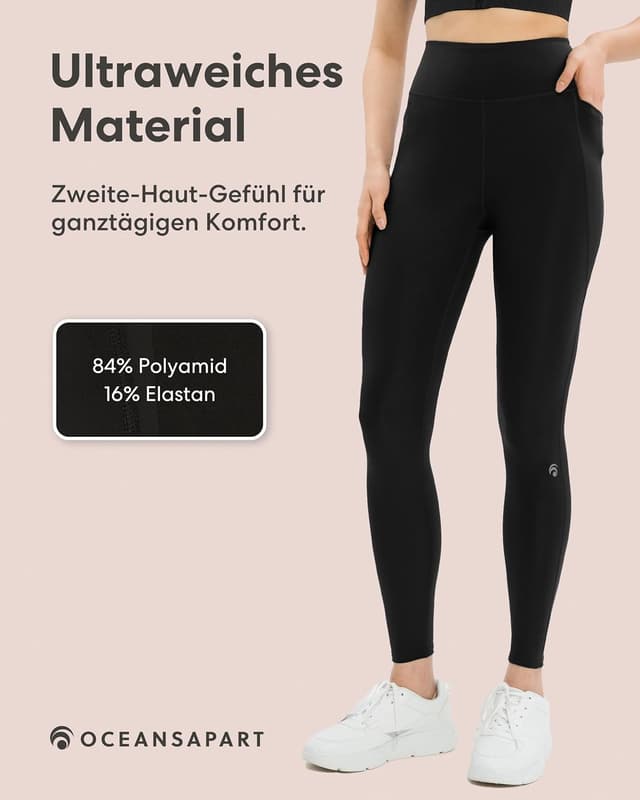 Detalle de Oceansapart Soho Pant Leggings mit Handytaschen – blickdicht & feuchtigkeitsableitend, Damen