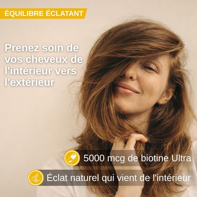 Detalle de Argousier avec Biotine Ultra 5 000 µg & Zinc – 180 capsules molles