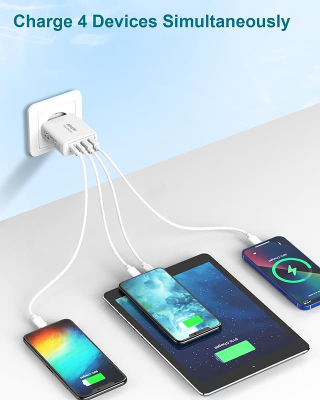 Detalle de Caricatore USB multiplo 4 porte 25W/5A con IC intelligente e protezioni