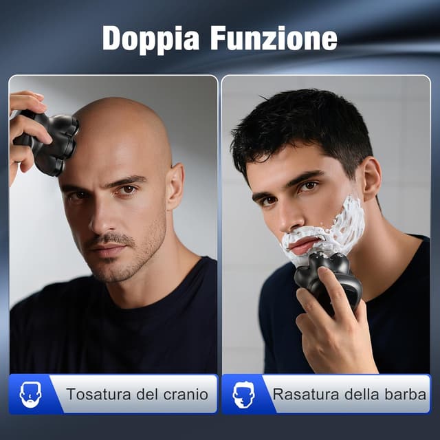 Thumbnail 6 de kensen Rasoio Testa Calva Uomo Zero Assoluto 2 Velocità 7D Impermeabile IPX6 Cordless con Display LED e USB-C