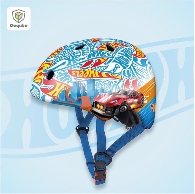 Detalle 2 de DQB DeQUBE Casco Infantil Regolabile Hot Wheels (2–7 anni), ultraleggero, ventilato e conforme EN 1078