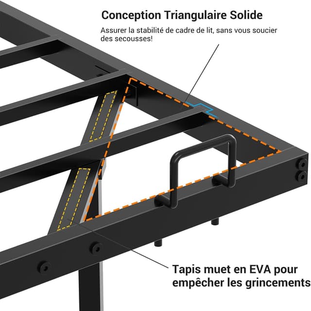 Detalle 2 de DICTAC Lit 140 x 190 avec sommier métal et éclairage LED RVB (sans matelas)