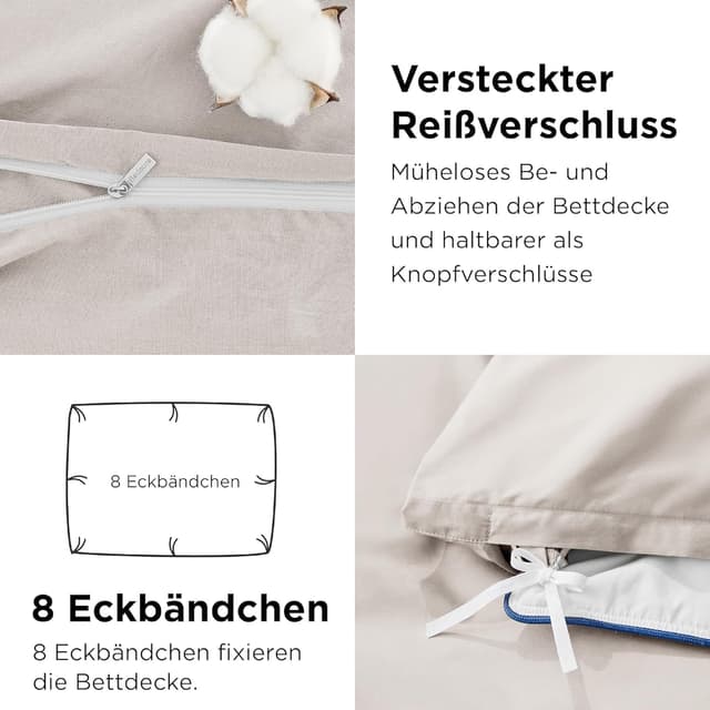 Thumbnail 4 de BEDSURE Bettwäsche 200×200 aus Baumwolle mit Reißverschluss