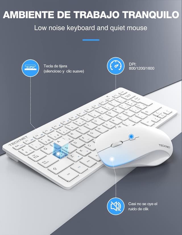 Thumbnail 2 de TECKNET Mini teclado y ratón 2,4 GHz 15 m
