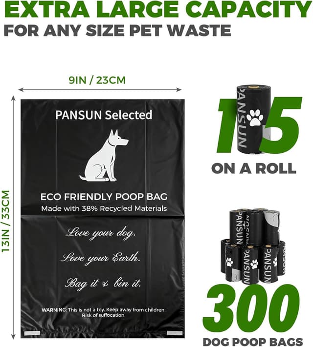 Detalle 2 de PANSUN Selected Dog Poo Bags 300 Pack