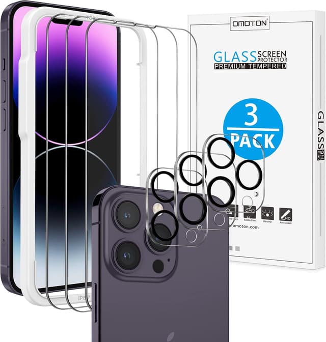 Detalle de OMOTON Panzer Schutz Glas fürs iPhone 14 Pro