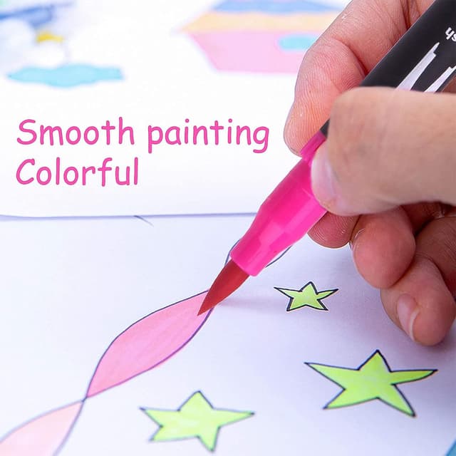 Detalle de Laconile Colouring Pens (120) Dual Tip Brush Pens – water-based colour markers for calligraphy, drawing & colour books