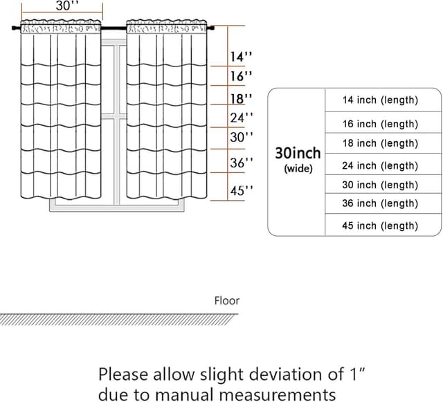 Detalle de Chyhomenyc 2-Pack White Kitchen Tier Curtains (30x36 inch) Faux Linen Textured, Light Filtering Cafe Curtains