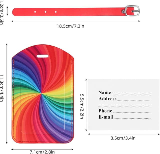 Thumbnail 1 de Leather Luggage Tags 2 Pcs Spinning Rainbow