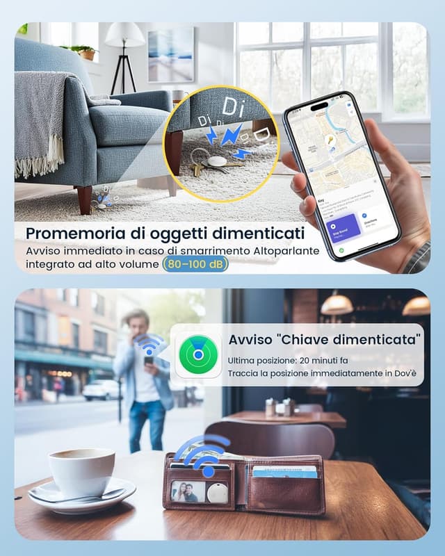 Detalle de KUKIHO Tag Tracker 4 pezzi bianco compatibile con Apple Dov’è (solo iOS)