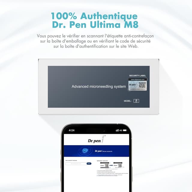 Detalle de Dr. Pen Ultima M8 stylo microneedling sans fil, avec 20 cartouches de remplacement (visage)