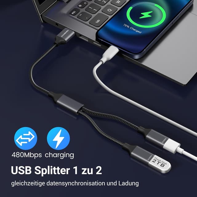 Detalle de KiwiBird USB Splitter 1 zu 2