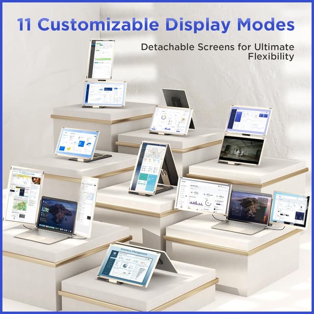 Detalle de Maxfree S6 Laptop Screen Extender (15.6" 1080P, Triple Detachable Displays)