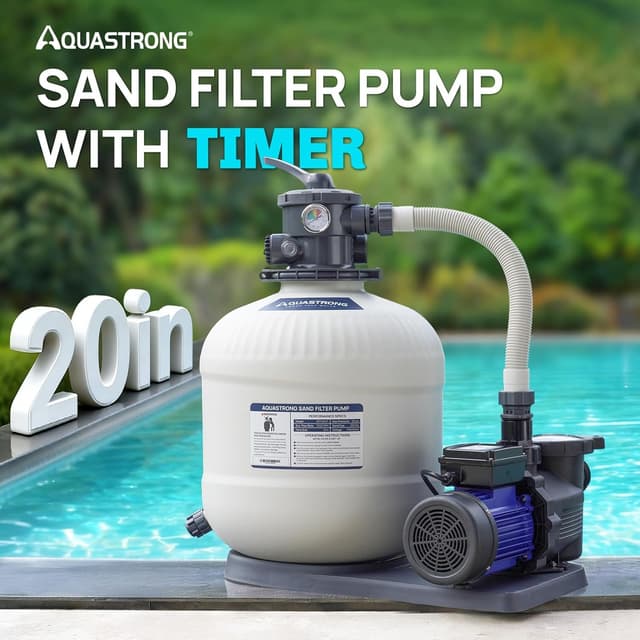 Detalle 2 de AQUASTRONG Sand Filter Pump for Above Ground Pools with 24-Hour Timer & 6-Way Valve (Up to 38,000 gal)