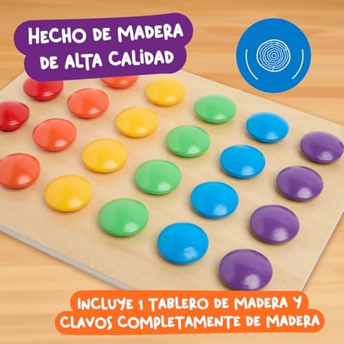 Detalle 2 de Nene Toys Puzzle de madera Montessori para niños de 2+ años con botones de colores