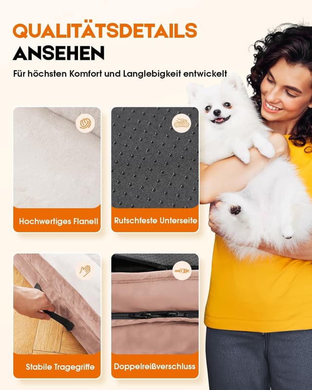 Thumbnail 6 de Upvilla Orthopädisches Hundebett XXL (137x91x19 cm) – waschbarer Hundekorb mit eierschalenförmigem Wellenschaum