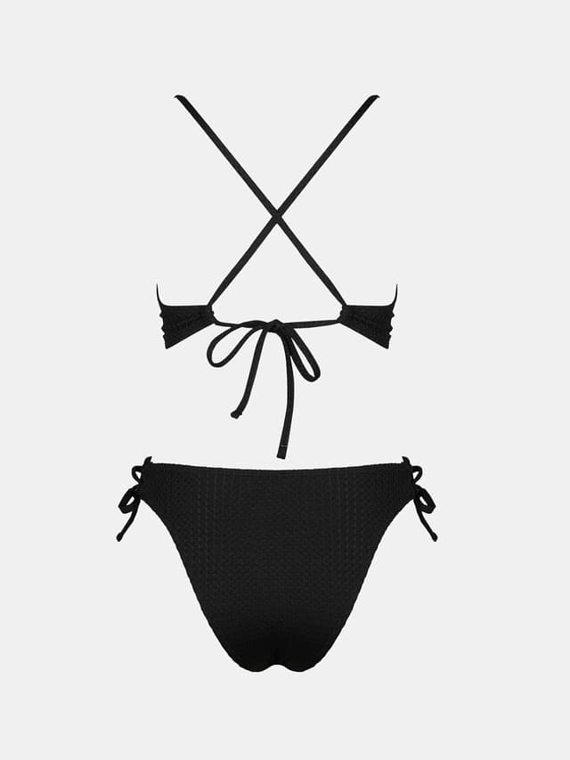 Detalle 1 de CUPSHE Damen Bikini-Set mit V-Ausschnitt, Triangel-Bikinioberteil und Schnürhose (niedrige Taille)