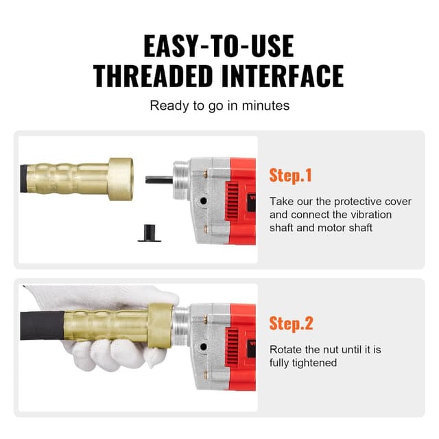 Detalle de VEVOR Vibrateur à béton électrique 800 W – vibreur portatif pour éliminer les bulles d’air