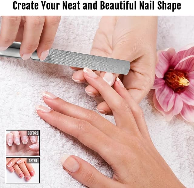 Detalle de AUYAO Kit per unghie incarnite ai piedi (2 pezzi) con lima in acciaio inox e scovolino riutilizzabile