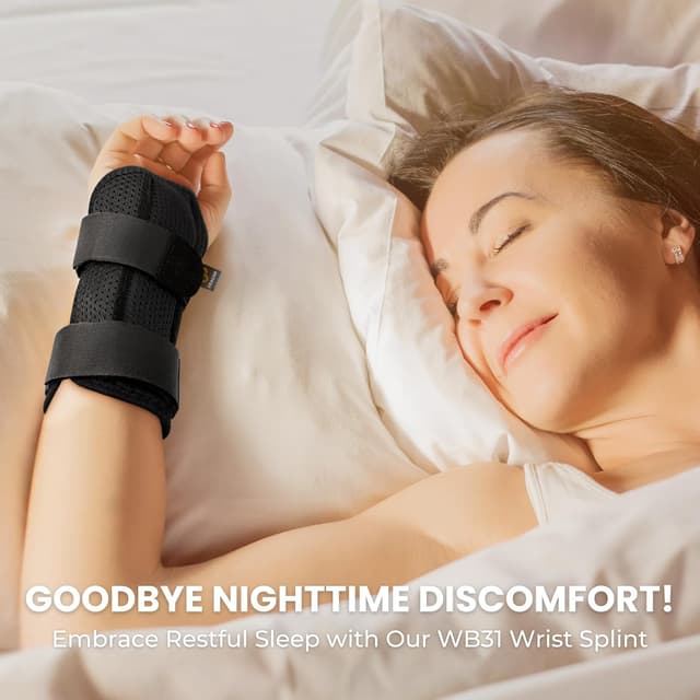 Detalle de BRACOO WB31 Adjustable Carpal Tunnel Wrist Support Splint (Right & Left) for Night Relief & Day Support