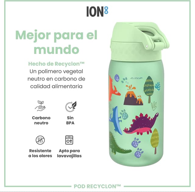 Thumbnail 5 de ion8 Botella Infantil Dinosaurios 350ml 🦖 Sin BPA, Fugas y Fácil de Limpiar