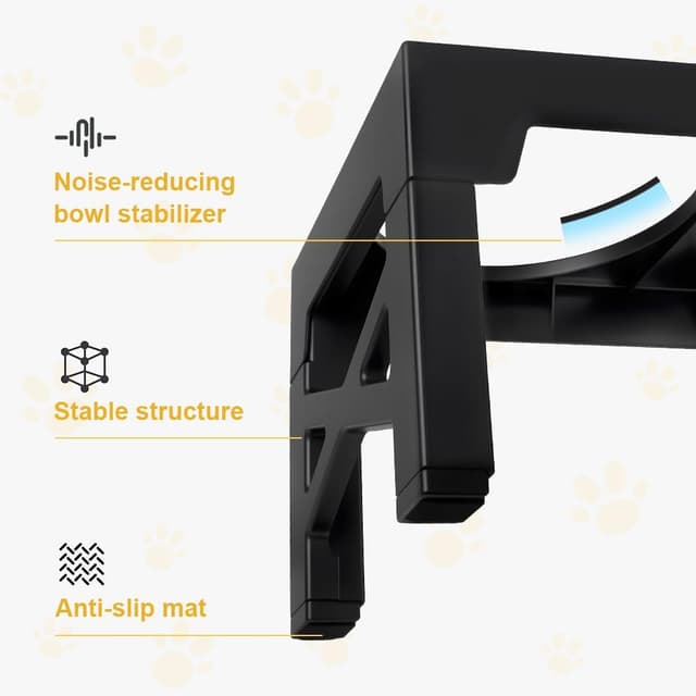 Detalle de AUYAO Raised Dog Bowls Adjustable Elevated Feeder (5 heights) with 2 stainless steel bowls