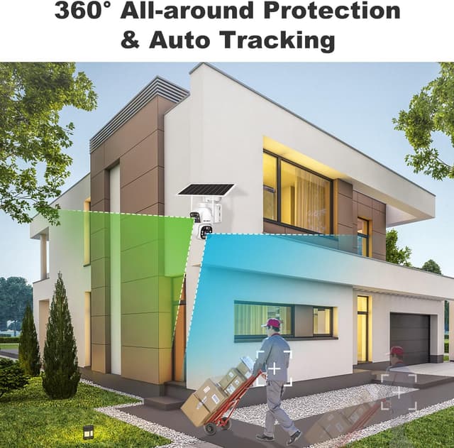 Detalle de GENBOLT Solar WiFi Security Camera Outdoor Wireless with Dual Lens Spotlight, Dual View & PIR