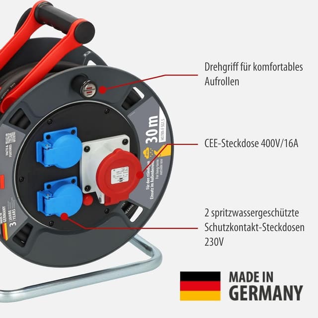 Detalle 2 de Brennenstuhl Garant Avvolgicavo CEE 1 V2 IP44 30 m