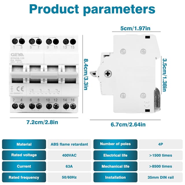 Thumbnail 5 de GEYA Commutatore 4P 63A separatore DIN đ