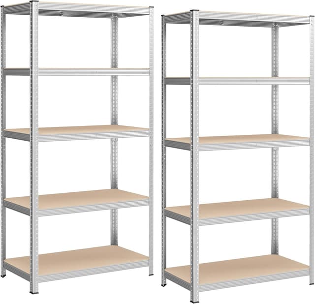 Detalle de SONGMICS GLR050E02 Set di 2 scaffali metallici a 5 ripiani regolabili (fino a 600 kg) per garage e magazzino