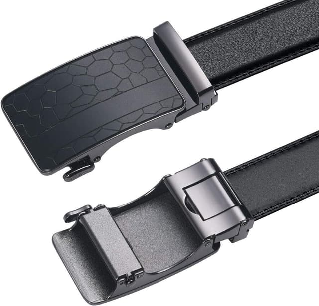 Thumbnail 1 de flintronic Herren-Gürtel aus Leder mit Automatik-/Ratschen-Schließe, Breite 3,5 cm (Schwarz) inkl. Schlüsselbund & Geschenkbox